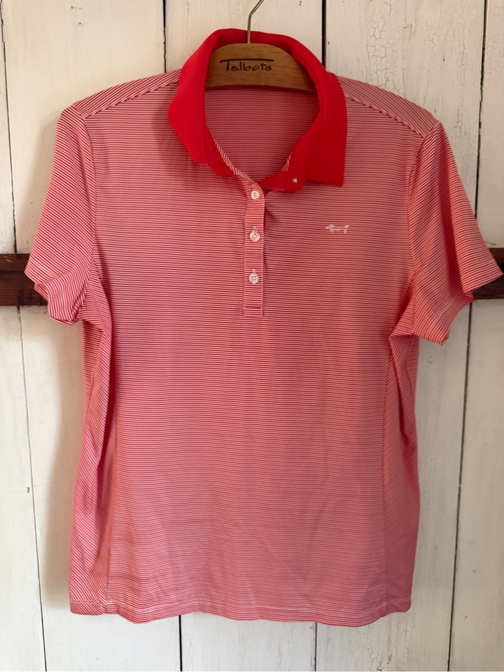 Louis Castel Red Striped Polo Shirt with Solid Collar